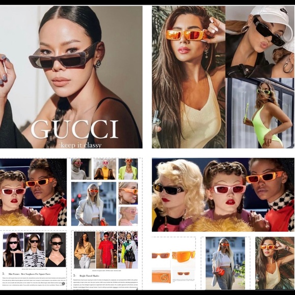 GUCCI CELEBS & INFLUENCERS FAV! SLIM RECTANGULAR IN SHINY BLACK SUNGLASSES 😎 - Picture 8 of 16